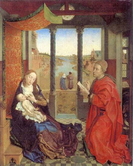 Rogier van der Weyden Self portrait as Saint Luke making a drawing for his painting the Virgin. oil painting image